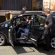 New York City Mayor Eric Adams gets into a city fleet vehicle equipped with intelligent speed assistance to demonstrate the technology on August 11.
